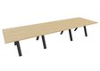 TABLE RECTANGULAIRE 3 PLATEAUX 420X120CM SUR STRUCTURE X3 MEETING. Plateau Chêne clair et pietement Noir.