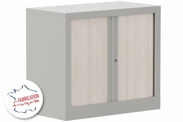 ARMOIRES A RIDEAUX - Largeur 80 cm - Armoire à rideaux H69.5xL80cm 1 tablette coffre aluminium/rideaux acacia