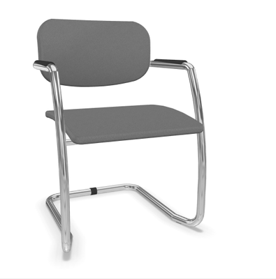 VISITEURS ET FONCTIONNELS - Luge - DIVA fauteuil dos tissu. piétement luge chromé. assise et dossier tissu BONDAI coloris gris
