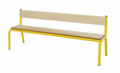 SCOLAIRE - Decouvrir - Banc MOLY avec dossier MDF méla. ép.19 mm chant vernis pièt. époxy - L160 cm - T2 - Ivoire