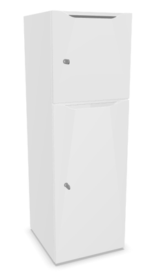 CASIERS - 2 cases - Meuble à cases H.137xL.45xP.50cm - 2 cases : 1 x H86cm (en bas) + 1 x H43cm. portes avec découpe en partie haute. serrure à clé