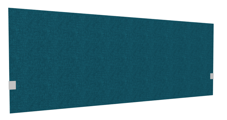 PANNEAUX ECRANS POUR BUREAU DROIT SOLO - Pour bureaux largeur 180 cm - SECRET Panneau-écran acoustique H74cm pour poste solo L.180cm. 2 faces tissu STEP coloris turquoise chiné. pinces de fixation réglables en hauteur coloris aluminium
