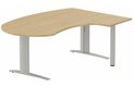 k1 Poutre - Plan compact 90° asymétrique Manager 190x141x104 / 60cm, pied de soutien sous retour à droite -Finitions : PLATEAUX: CHENE (CE) / PIETEMENTS: ALUMINIUM (AL)
