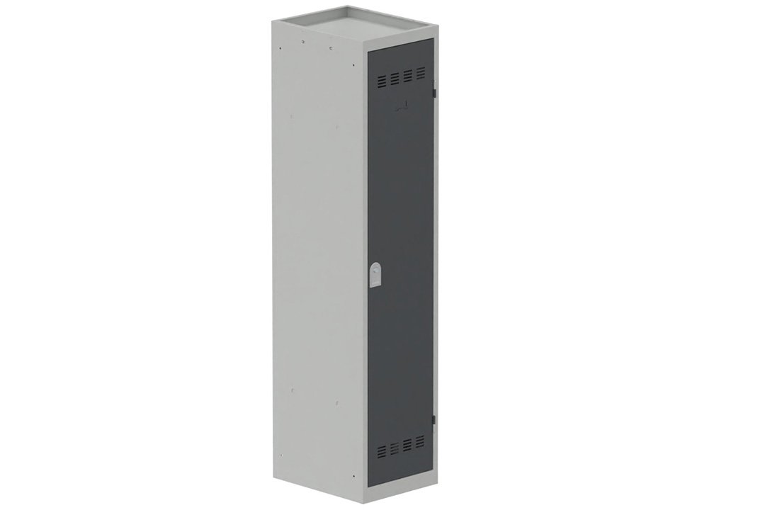 Vestiaire industrie salissante 1 porte (serrure 2 clés) H180xL40xP50cm coffre gris clair/ porte(s) anthracite