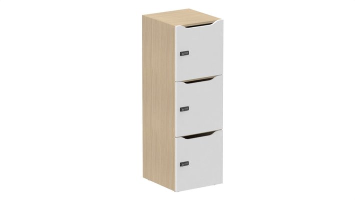 CASIERS - 3 cases - Meuble à cases H.137xL.45xP.50cm - 3 cases H43cm. portes avec découpe en partie haute. serrure à code
