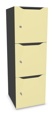 CASIERS - 3 cases - Meuble à cases H.137xL.45xP.50cm - 3 cases H43cm. portes avec découpe en partie haute. serrure à clé