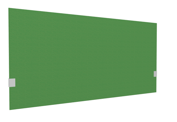PANNEAUX ECRANS POUR BUREAU DROIT SOLO - Pour bureaux largeur 140 cm - SECRET Panneau-écran acoustique H74cm pour poste solo L.140cm. 2 faces tissu SYNERGY coloris vert. pinces de fixation réglables en hauteur coloris aluminium
