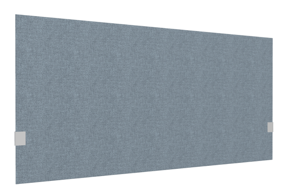 PANNEAUX ECRANS POUR BUREAU DROIT SOLO - Pour bureaux largeur 140 cm - SECRET Panneau-écran acoustique H74cm pour poste solo L.140cm. 2 faces tissu STEP coloris bleu chiné. pinces de fixation réglables en hauteur coloris aluminium