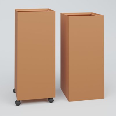 ACCESSOIRES - ACCESSOIRES  - Poubelle 1 Module HT 75 cm Larg. 30 cm Prof. 60 cm avec roulettes . Coffre Terracota