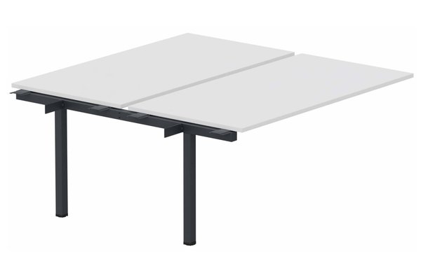 Postes Bench (poste doubles) - SERIE K3 - k3 - Bench suivant 2 Plateaux fixes 180x80 (encombrement P165xL180cm) -Finitions : PLATEAUX: BLANC (BL) / PIETEMENTS: ANTHRACITE (AN ) / 