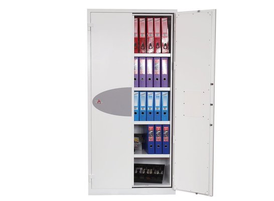 COFFRES-FORTS - Armoires fortes ignifuges - Armoire forte ignifuge L.93xP.52xH.195cm - 611 Litres / 152kg - 2 portes serrure électronique, 4 tablettes, coloris blanc