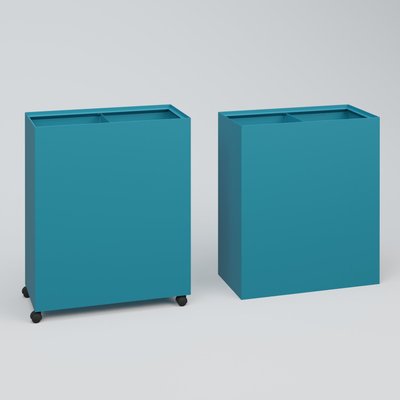 ACCESSOIRES - ACCESSOIRES  - Poubelle 2 Modules HT 75 cm Larg. 60 cm Prof. 30 cm avec roulettes . Coffre Turquoise