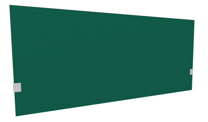 PANNEAUX ECRANS POUR BUREAU DROIT SOLO - Pour bureaux largeur 160 cm - SECRET Panneau-écran acoustique H74cm pour poste solo L.160cm. 2 faces tissu SYNERGY coloris vert foncé. pinces de fixation réglables en hauteur coloris aluminium