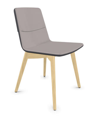 FAUTEUILS/POUFS - 4 pieds bois - MELODY chaise 4 pieds bois frêne naturel Revêtement Aspect cuir RNN D20 GRIS ANTHRACITE EXTERIEUR D21 GRIS CLAIR INTERIEUR