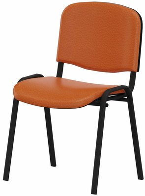 VISITEURS ET FONCTIONNELS - 4 Pieds - Joker Eco - Chaise piétement 4 pieds laqué noir (Noir).Assise et dossier tissu Vinyle V1 Orange (VNB)