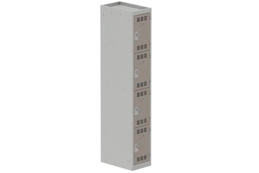[Pas de famille] - [Pas de sous famille] - Vestiaire multicases 1 colonne L,30cm 4 cases (fermeture cadenas) H,180xL,30xP,50cm coffre gris clair/portes basalte