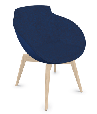 FAUTEUILS/POUFS - 4 pieds bois - Coco - Fauteuil 4 pieds bois naturel (W1). Tissu Int Step Bleu (L04) - Tissu Ext Step Bleu (L04)