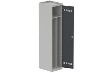 VESTIAIRES MONOBLOC CONFORT - Industrie salissante ( 2 compartiments ) - Vestiaire industrie salissante 1 porte (serrure 2 clés) H180xL40xP50cm coffre gris clair/ porte(s) anthracite