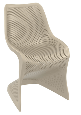 POLYPROPYLENE - CHAISES  - ST TROP-Chaise design en polypropylène ajourée renfoncée en fibre de verre -Finition taupe (PTA)