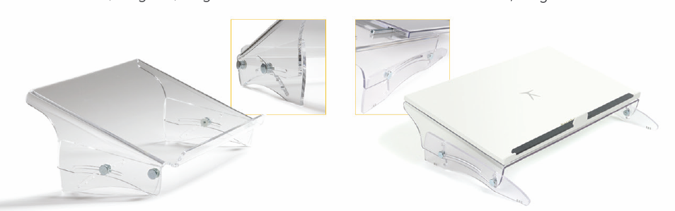 ERGONOMIE - Supports Pc Portable/Porte Documents - Porte-documents, réglage sur 7 positions, espace pour clavier, L.52xP.29xH.12cm, acrylate transparent