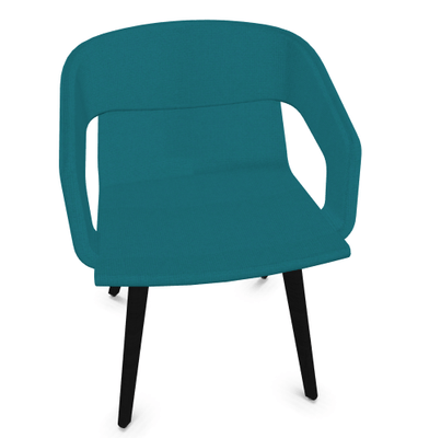 FAUTEUILS/POUFS - 4 pieds bois - MELODY fauteuil 4 pieds bois. face intérieure tissu STEP coloris turquoise face extérieure tissu STEP coloris turquoise piétement noir