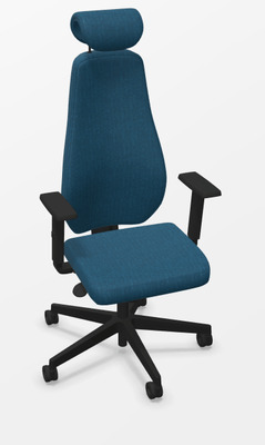 DIRECTION - Fauteuils - SO PRETTY - Fauteuil manager + têtière + accotoirs. Mécanisme synchrone décalé avec translation d'assise. Tissus Lucia YBU TURQUOISE