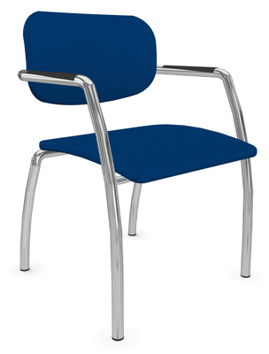 VISITEURS ET FONCTIONNELS - 4 Pieds - Diva - Chaise piétement 4 pieds chrome (CH).Assise et dossier tissu Bondai Bleu (6016)
