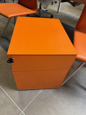 DESTOCKAGE - Rangements - Caisson mobile métal orange 2 tiroirs