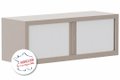 Armoire rehausse H44xL120cm coffre basalte/rideaux blanc