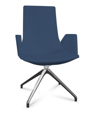 DIRECTION - Visiteurs - KI fauteuil de conférence haut dossier. piétement 4 branches en aluminium poli
