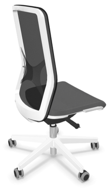 OPERATIVE - Dossier résille - Siège EOLE synchrone soutien lombaire RH-Assise réglable en profondeur-Pied et cadre polypro du dossier Blanc et résille Noir, Assise Tissu Gris 