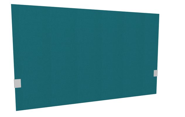 PANNEAUX ECRANS POUR BUREAU DROIT SOLO - Pour bureaux largeur 120 cm - SECRET Panneau-écran acoustique H74cm pour poste solo L.120cm. 2 faces tissu STEP coloris turquoise. pinces de fixation réglables en hauteur coloris aluminium