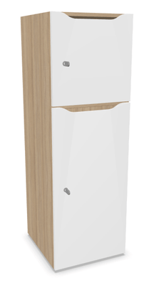 CASIERS - 2 cases - Meuble à cases H.137xL.45xP.50cm - 2 cases : 1 x H86cm (en bas) + 1 x H43cm. portes avec découpe en partie haute. serrure à clé