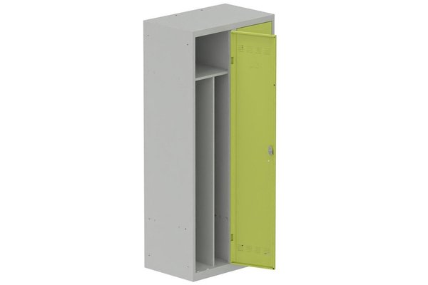 [Pas de famille] - [Pas de sous famille] - Vestiaire industrie salissante 2 portes (serrure 2 clés) H180xL80xP50cm coffre gris clair/ porte(s) anis