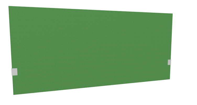 PANNEAUX ECRANS POUR BUREAU DROIT SOLO - Pour bureaux largeur 160 cm - SECRET Panneau-écran acoustique H74cm pour poste solo L.160cm. 2 faces tissu SYNERGY coloris vert. pinces de fixation réglables en hauteur coloris aluminium