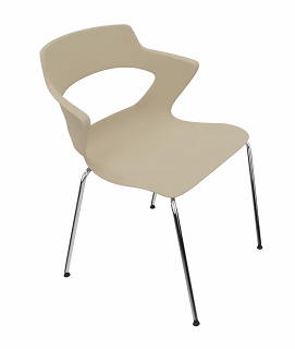 VISITEURS ET FONCTIONNELS - 4 Pieds - SWEETY Chaise 4 pieds tube. coque polypropylène coloris taupe. piétement chrome