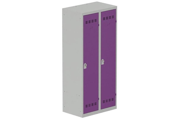 [Pas de famille] - [Pas de sous famille] - Vestiaire industrie salissante 2 portes (fermeture cadenas) H180xL80xP50cm coffre gris clair/ porte(s) prune