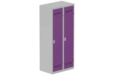 [Pas de famille] - [Pas de sous famille] - Vestiaire industrie salissante 2 portes (fermeture cadenas) H180xL80xP50cm coffre gris clair/ porte(s) prune