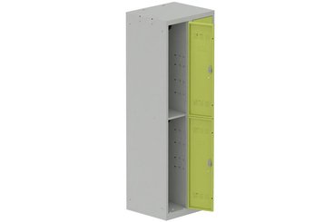 [Pas de famille] - [Pas de sous famille] - Vestiaire multicases 2 colonnes L,30cm 2 cases (fermeture cadenas) H,180xL,60xP,50cm coffre gris clair/portes anis
