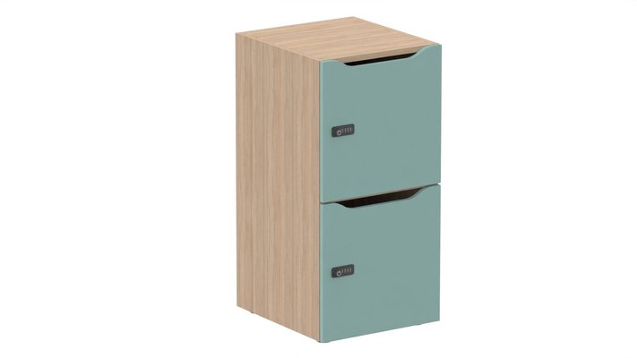 CASIERS - 2 cases - Meuble à cases H.92xL.45xP.50cm - 2 cases H43cm. portes avec découpe en partie haute. serrure à code