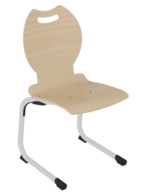 SCOLAIRE - Se Restaurer - Chaise GALLA coque C22 Bandana bois teinté piètement aluminium époxy - T5