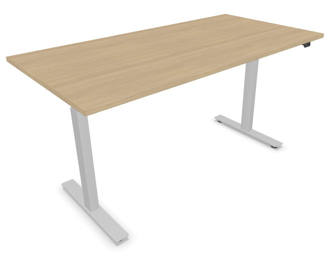 Table assis debout plateau acacia 120x80 réglage électrique standard de 68  à 118 cm / structure aluminium