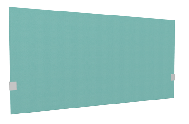 PANNEAUX ECRANS POUR BUREAU DROIT SOLO - Pour bureaux largeur 140 cm - SECRET Panneau-écran acoustique H74cm pour poste solo L.140cm. 2 faces tissu SYNERGY coloris menthe givrée. pinces de fixation réglables en hauteur coloris aluminium
