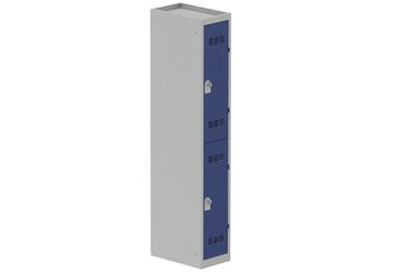 VESTIAIRES MULTICASES - 1 Colonne - Vestiaire multicases, 1 colonne L.30 cm/2 cases, coffre gris clair/portes bleu foncé