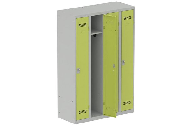 [Pas de famille] - [Pas de sous famille] - Vestiaire industrie propre 4 portes (fermeture cadenas) H180xL120xP50cm coffre gris clair/ porte(s) anis