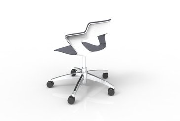 VISITEURS ET FONCTIONNELS - Sur roulettes - SWEETY Chaise réglable en hauteur,  5 branches sur roulettes en aluminium poli , coque polypropylène coloris blanc, placets assise et dossier tissu BONDAI coloris gris moyen