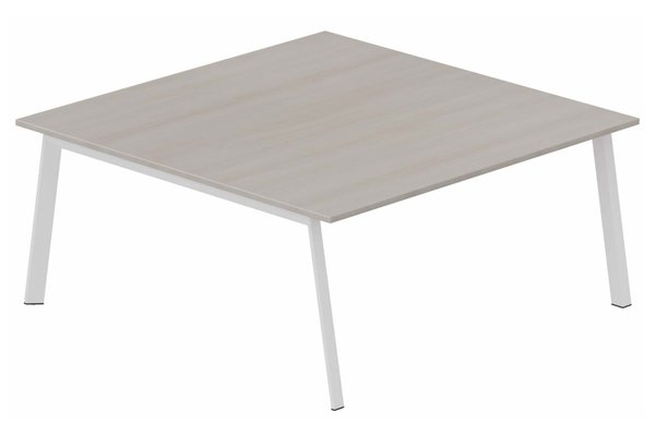 TABLES DE REUNION - Carrée - K8 plan carré 165x165cm, plateau acacia, structure blanc