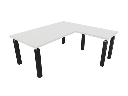 [Pas de famille] - [Pas de sous famille] - X4 Ensemble de bureau 200x100cm + retour 60x100cm sur pieds noir/ blanc - sur délai