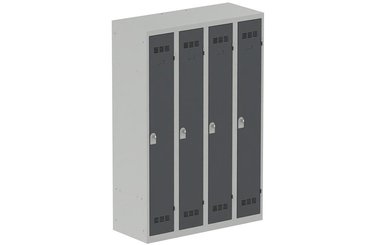 VESTIAIRES MONOBLOC CONFORT - Industrie propre - Vestiaire industrie propre 4 portes (fermeture cadenas) H180xL120xP50cm coffre gris clair/ porte(s) Anthracite