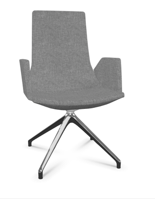 DIRECTION - Visiteurs - KI fauteuil de conférence haut dossier. piétement 4 branches en aluminium poli